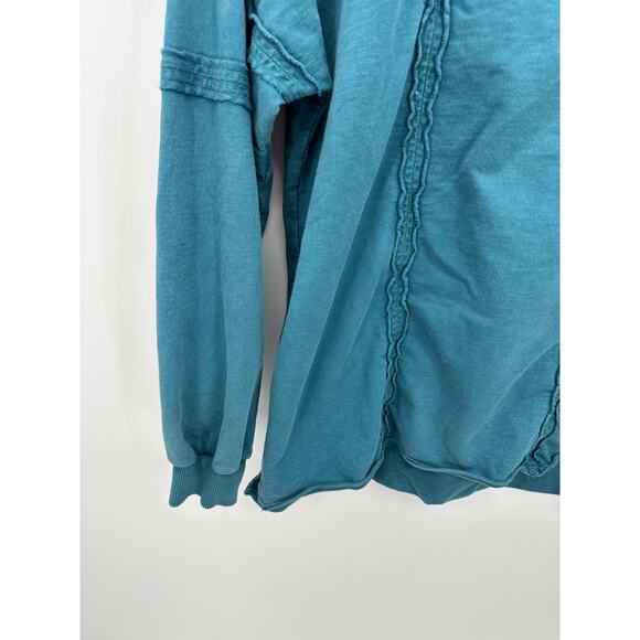 Denim & Co Canyon Retreat Blue French Terry Pullover Seaming Detail Women Small - Picture 5 of 9